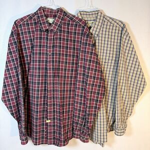 2 Eddie Bauer XLT Tall Plaid Button Down Shirts